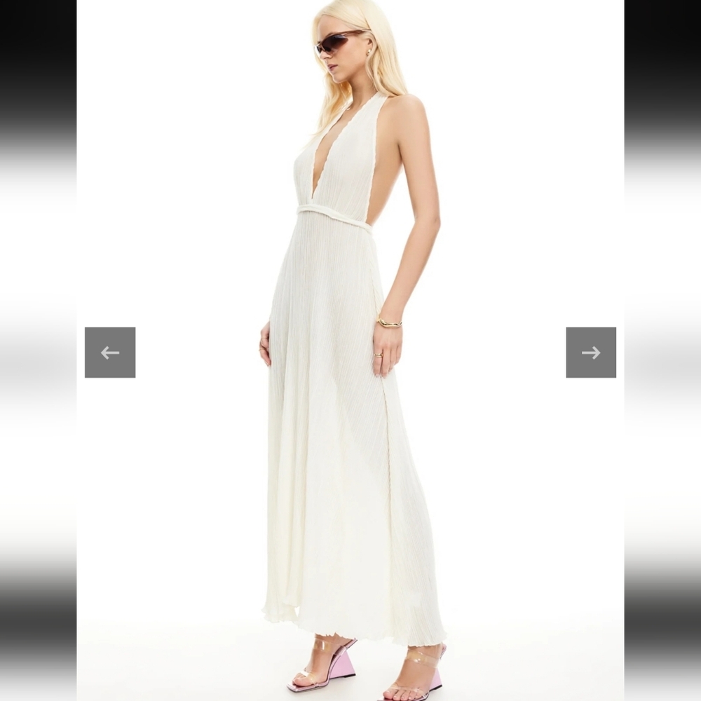 NWT Lioness Ford Maxi Halter Backless Dress -Ivory MEDIUM